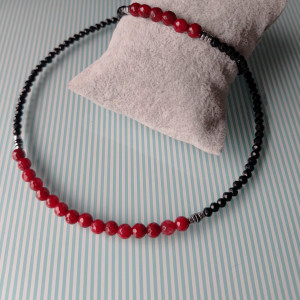 Naszyjnik Bransoletka Komplet Kwarc Bordowy nasz24.148