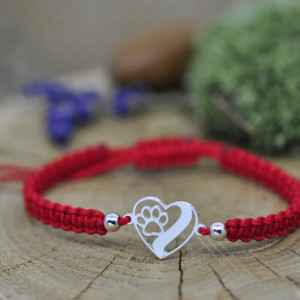 Łapa / łapka w sercu - bransoletka, srebro 925