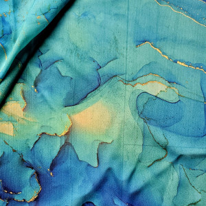 Apaszka szyfynowa marmurek rozlana farba ze złotem