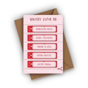 Kartka walentynkowa- Miłosne kupony