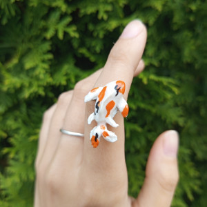 Pierścionki karpi koi recznie malowane i rzebione, idealny na prezent