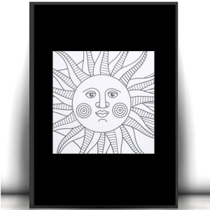 czarno biały plakat A4, słońce plakat, biało czarny plakat ze słońcem, plakat w stylu vintage, skandynawski plakat A4, mały plakat do sypialni