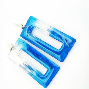 Duże Kolczyki z Żywicy Epoksydowej z Chabrem