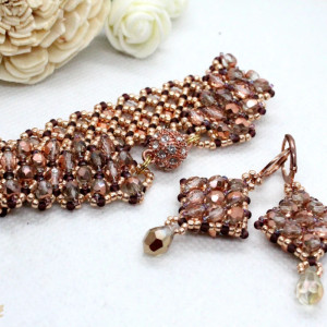 komplet biżuterii z kryształków typu caprice