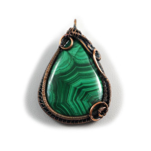 Malachit, Miedziany wisior z Malachitem, ręcznie wykonany, prezent dla niej, prezent dla mamy, prezent urodzinowy, biżuteria autorska