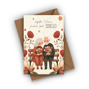 Kartka na Dzień Babci i Dziadka- Dzięki Wam, świat jest piękniejszy!