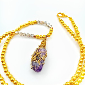 Naszyjnik z Ametystem - Handmade
