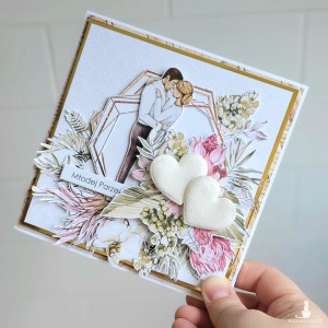 Kartka ręcznie robiona na ślub dla Młodej Pary boho