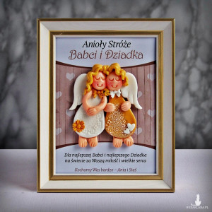 Dzień Babci i Dziadka - ramka 15x20 z parą aniołków