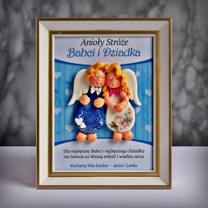 Dzień Babci i Dziadka - ramka 15x20 z parą aniołków