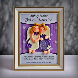 Dzień Babci i Dziadka - ramka 15x20 z parą aniołków