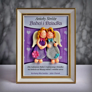 Dzień Babci i Dziadka - ramka 15x20 z parą aniołków