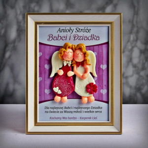 Dzień Babci i Dziadka - ramka 15x20 z parą aniołków