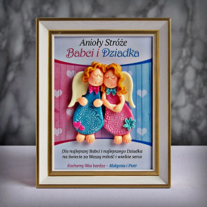 Dzień Babci i Dziadka - ramka 15x20 z parą aniołków