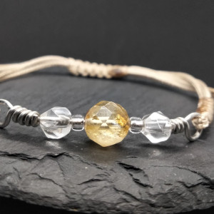Bransoletka regulowana z cytrynem i kryształem górskim. Pomyślność i dobra energia 🔥