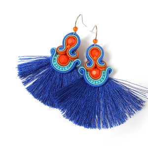 KOLCZYKI SUTASZ BOHO chabrowo pomarańczowe