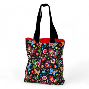Torba na zakupy Shopperka eko torba zakupowa, siatka na zakupy motylki, torba shopper motyle folk