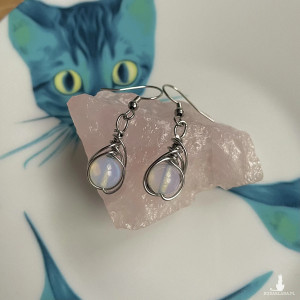 Kolczyki  z opalitem STAL CHIRURGICZNA