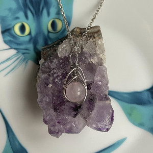 naszyjnik KWARC RÓŻOWY stal chirurgiczna