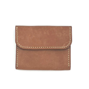 Mały portfelik brązowy skórzany ręcznie uszyty.