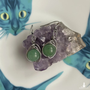 Kolczyki z zielonym awenturynem STAL CHIRURGICZNA