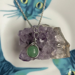 naszyjnik ZIELONY AWENTURYN stal chirurgiczna