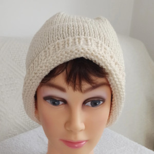 Bawełniana czapka oversize ecru