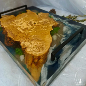 Deska do serwowania z drewnem - motyw morski