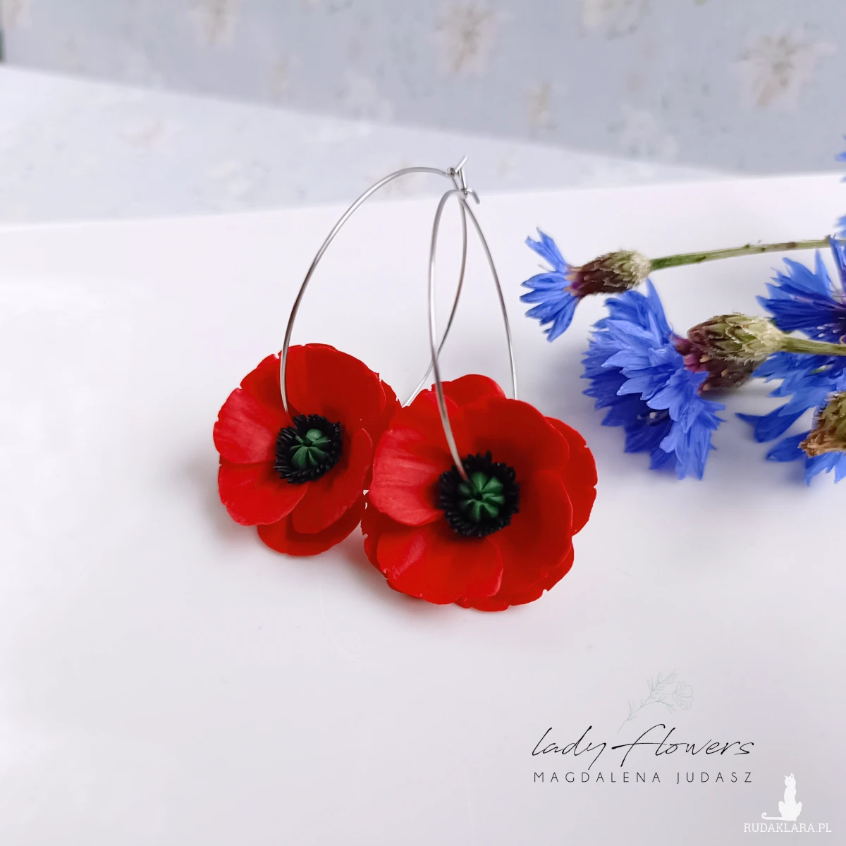 Kolczyki koła z makami