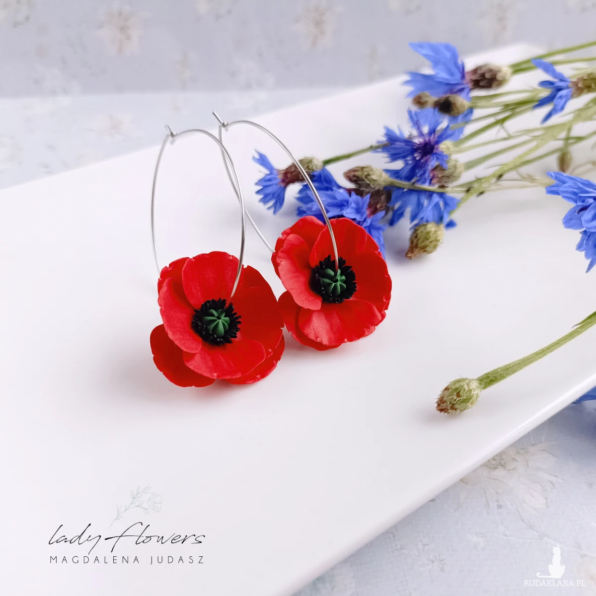 Kolczyki koła z makami