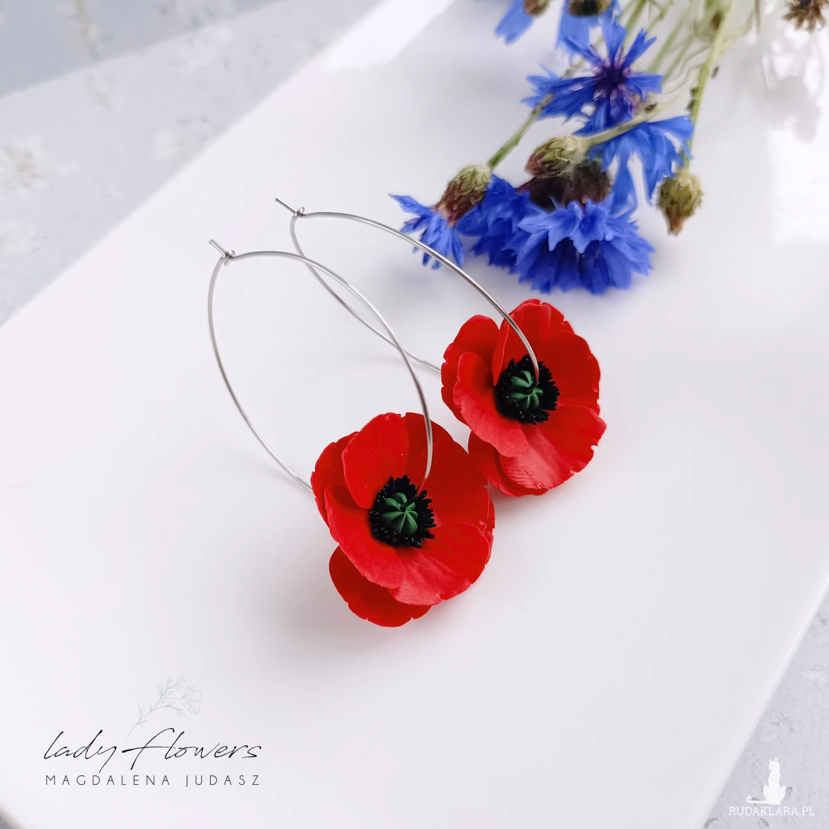 Kolczyki koła z makami
