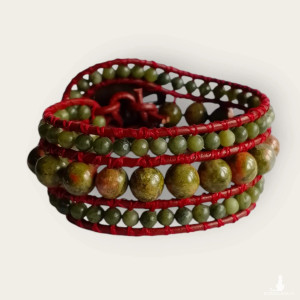 Bransoletka boho z unakitów i jadeitów