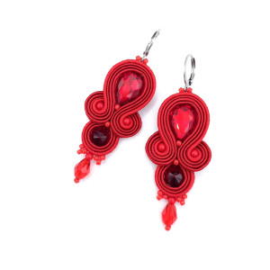 Kolczyki sutasz czerwone "Anya" delikatne romantyczne małe