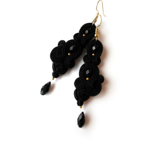 KOLCZYKI SUTASZ soutache czarne 100% hand made