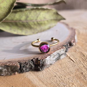 Złoty pierścionek regulowany kwiaty z kwiatami kwiatem różowa gipsówka