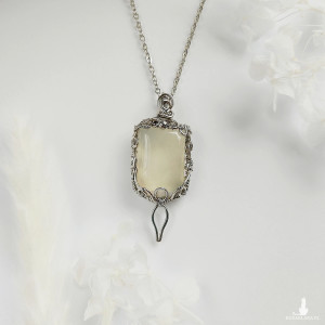 Naszyjnik Chalcedon stal chirurgiczna wisiorek handmade