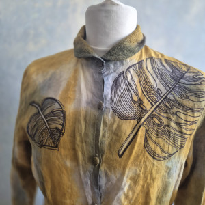 Bluzka len ręcznie malowana