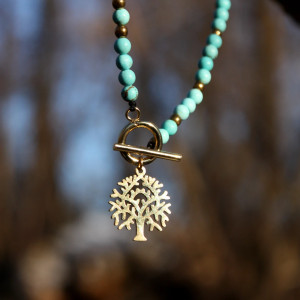 NIEBIESKI CHOKER Z DRZEWEM