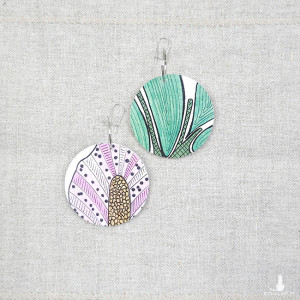 6579 kolorowe, niepowtarzalne, duże, dwustronne kolczyki; 4 w 1;