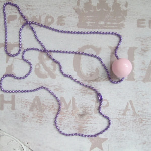 Nowa*Sztuczna biżuteria handmade *Naszyjnik kulkowy z zawieszką *