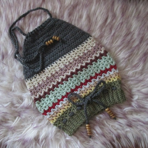 Nowy  szydełkowy ażurowy wiązany top bez pleców * Handmade *