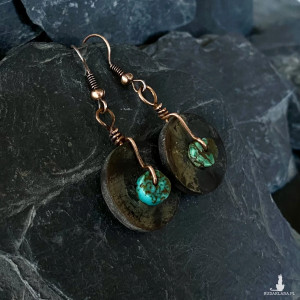 kolczyki muszla szara i turkus