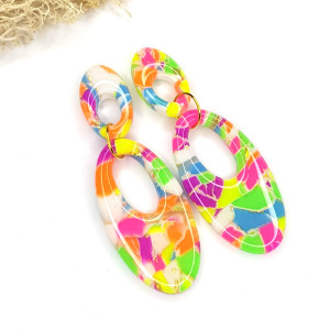 Długie kolczyki Neonowe Kolorki z gliny polimerowej