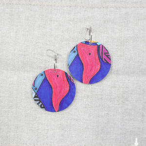 6589 kolorowe, niepowtarzalne, duże, dwustronne kolczyki; 4 w 1;