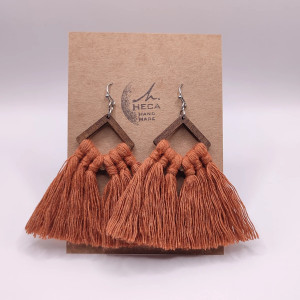 Kolczyki boho makrama puchate wiszące lekkie - RUDE