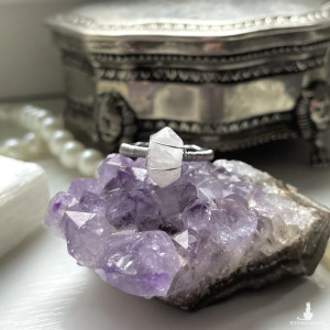 pierścionek regulowany KRYSZTAŁ GÓRSKI, grot, STAL CHIRURGICZNA