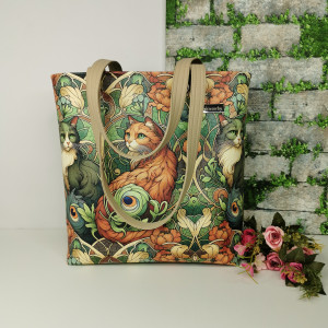 Torebka damska shopper bag torebka na ramię zamykana ekoskóra - koty 2