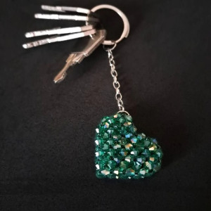 Zielony Brelok w Kształcie Serca - Zawieszka do kluczy, torebki, plecaka - Idealny prezent na Walentynki
