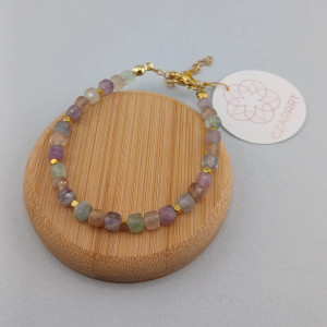 Bransoletka z kamieni naturalnych - Fluoryt,  Hematyt, stal szlachena 002/25