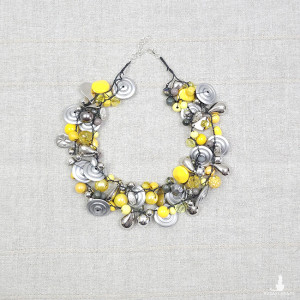 6388 szary, srebrny, żółty naszyjnik; kolia